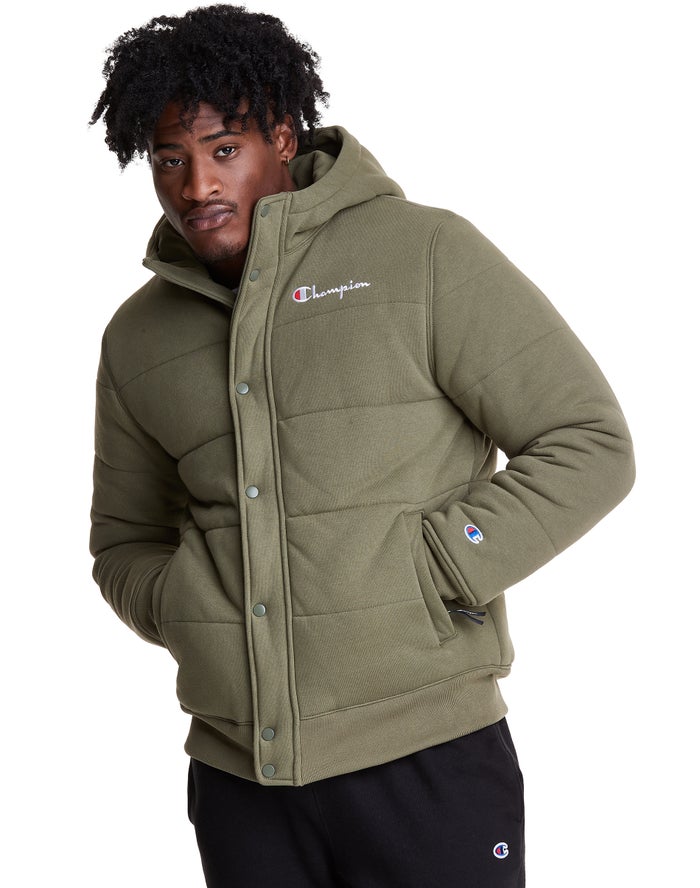 Champion Reverse Weave Puffer Erkek Ceket Zeytin Yeşili ( NSCETR791 )